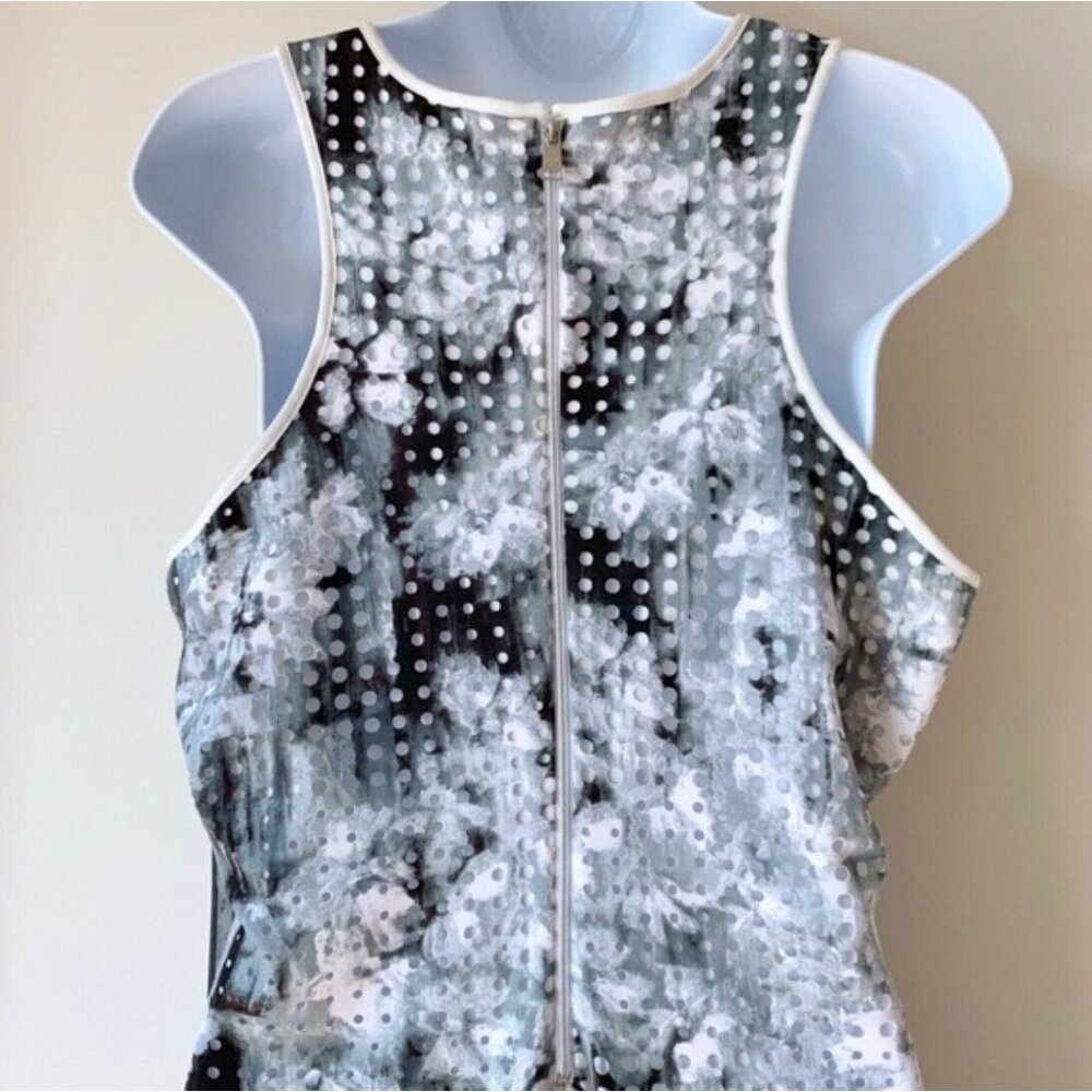 Andrew Marc New York Sheath Dress Cutout Scuba Floral Abstract NWT Size 12 Gray - Picture 3 of 8